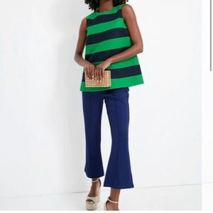 Women's Navy Flared Crop Pants - Navy